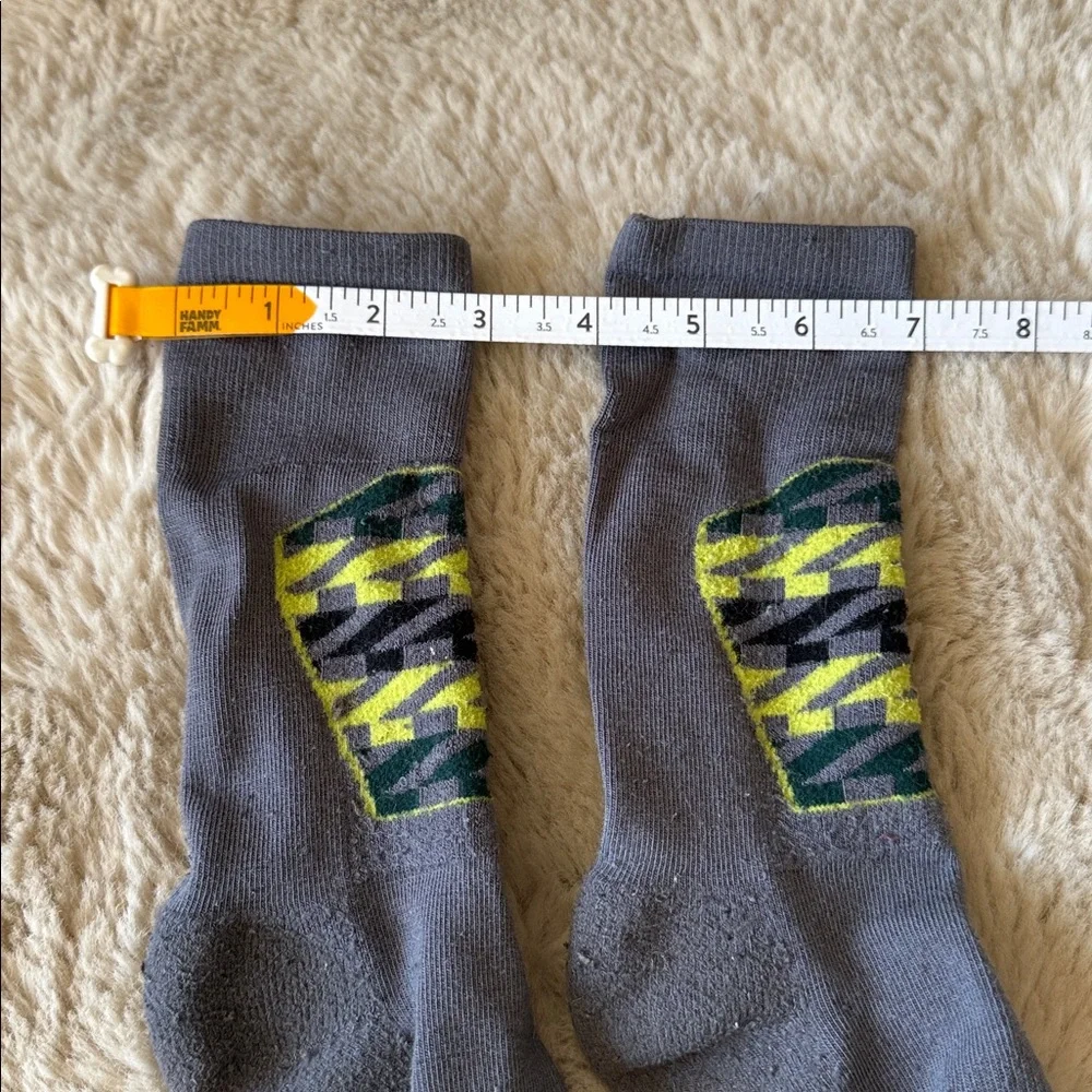 Smartwool Socks Kids Medium Grey Yellow Wool Skiing